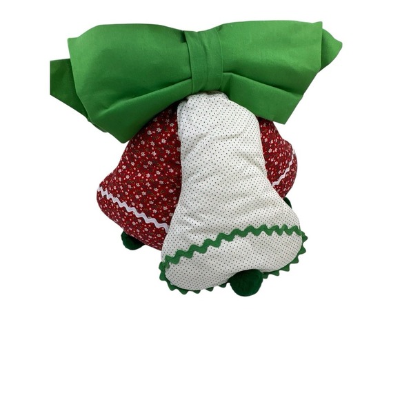 Vintage Handmade Plush Cloth Christmas Bells Bow Holiday Decorations - Picture 3 of 11